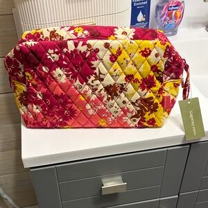 Vera Bradley Pink and Yellow Floral Quilted Cosmetic Case